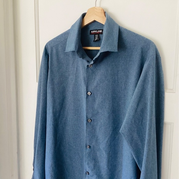 KIRKLAND SIGNATURE MENS Size M 4-WAY STRETCH SPORTSHIRT LONG SLEEVED BUTTON DOWN - Picture 3 of 11